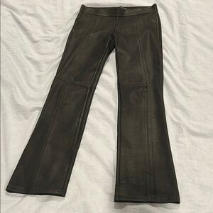 David Lerner Black Flared Leather coated Pants